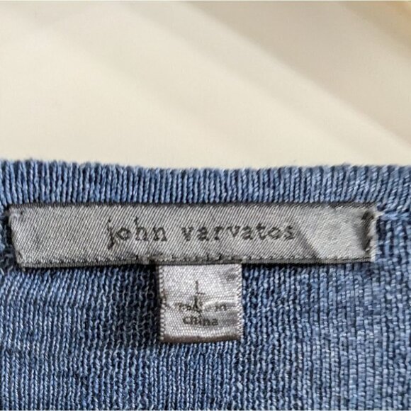 John Varvatos Collection | Ribbed Linen Henley in Sapphire Blue - Picture 4 of 10